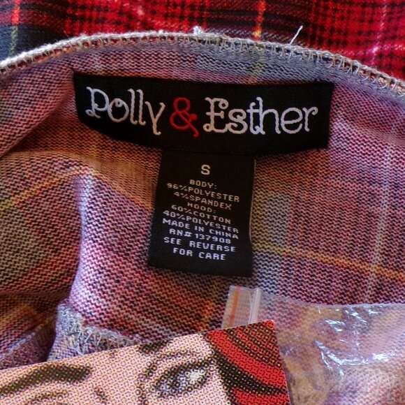 RUE 21 POLLY & ESTHER NWT Women's Light Weight Plaid Pull Over Hoodie Size SMALL - Picture 4 of 4